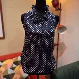 J. Crew Black Sleeveless Ruffled Blouse